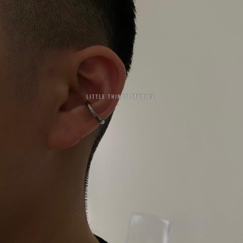 現貨 實拍 2色 無耳洞 圓圈耳夾 耳夾 無耳洞 鈦鋼 耳骨夾 圓圈耳夾 耳垂 鐵圈 黑 銀 金 男生耳環-細節圖8