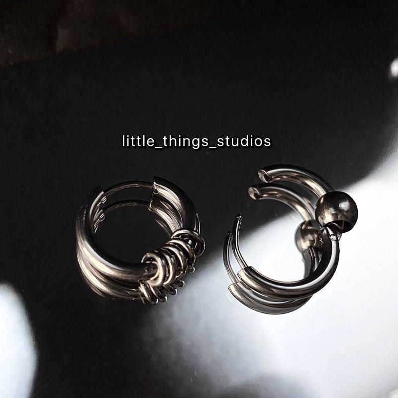 現貨 實拍 S 小直徑粗圈耳環 鈦鋼 耳環 圓圈 耳圈 銀-細節圖3