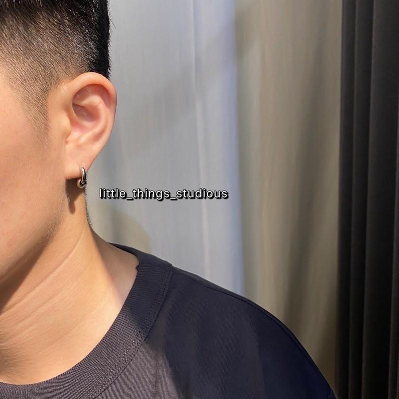 現貨 實拍 S 小直徑粗圈耳環 鈦鋼 耳環 圓圈 耳圈 銀-細節圖5