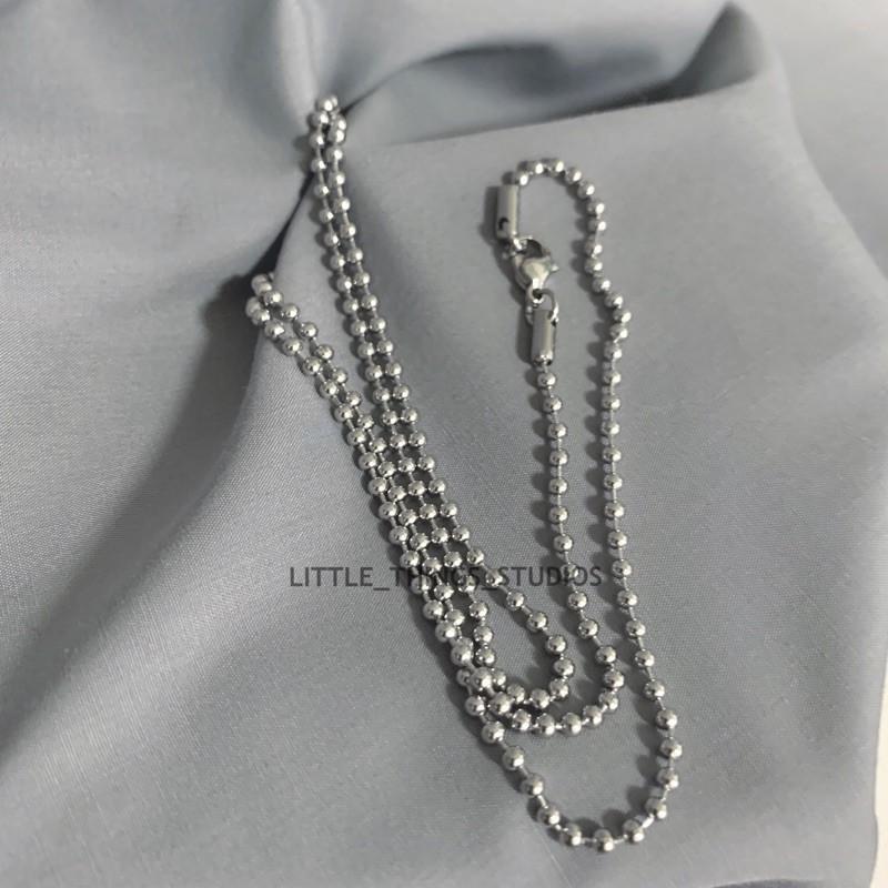 現貨 實拍 鈦鋼串珠項鍊 細鍊 鋼珠 男生-細節圖2