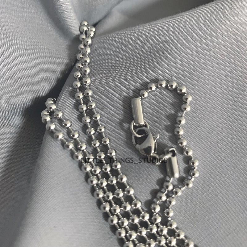現貨 實拍 鈦鋼串珠項鍊 細鍊 鋼珠 男生-細節圖3