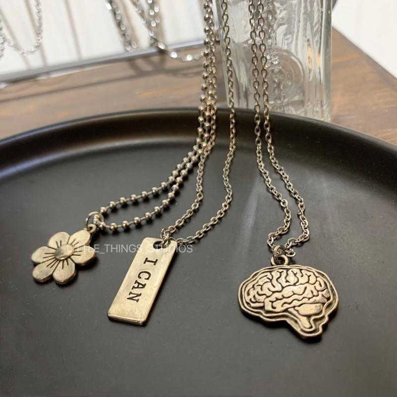 現貨 實拍 I CAN 仿舊 鐵牌 項鍊 銀色 長方形 鼓勵-細節圖3