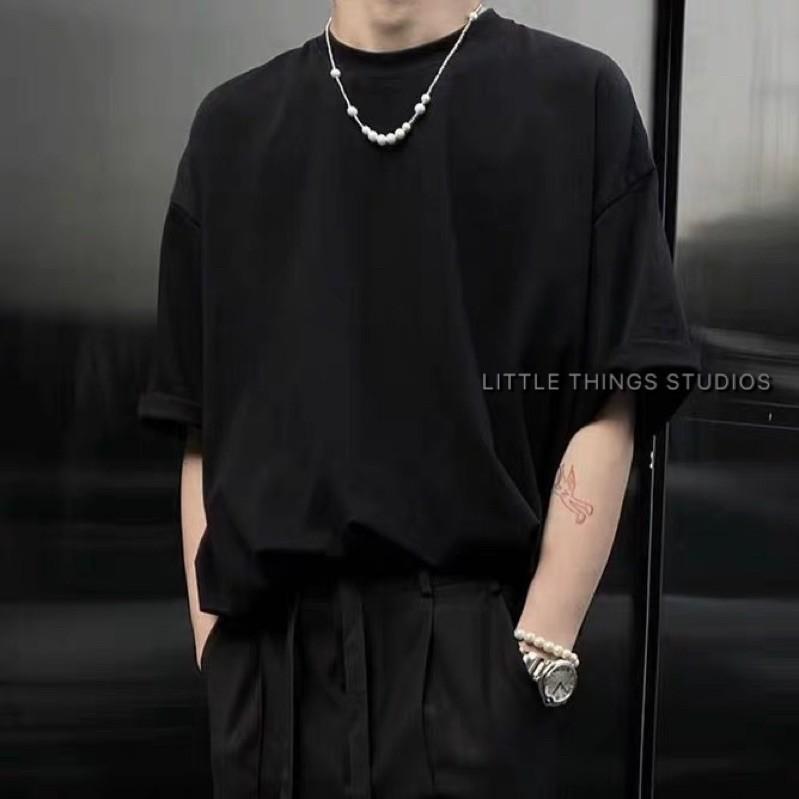 現貨 內文實拍 無性別 拼接 珍珠 項鍊 鈦鋼 不對稱 串珠-細節圖3