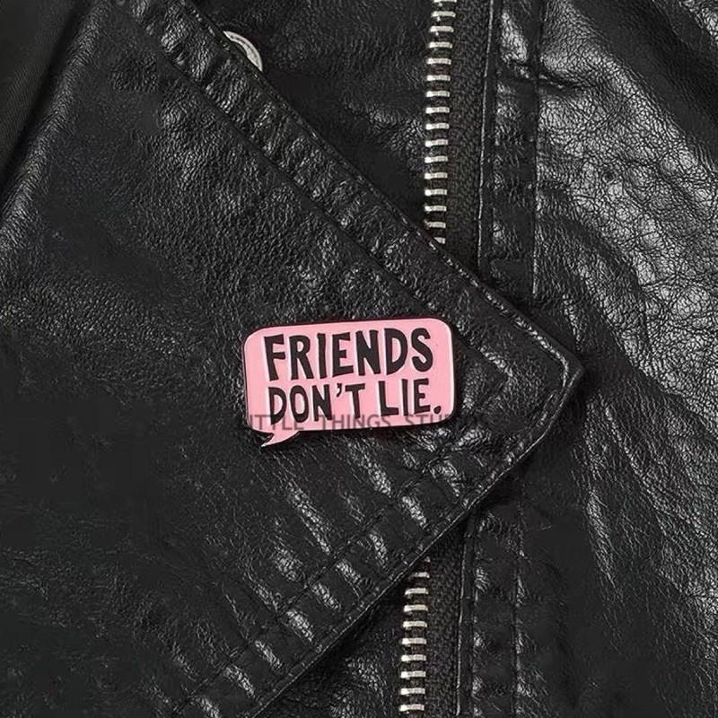 現貨 Friends Don’t lie 徽章 胸章 怪奇物語 朋友不說謊 美式復古 粉紅色-細節圖2