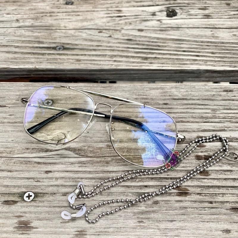 現貨 實拍 鈦鋼串珠眼鏡鍊 鈦鋼 眼鏡繩 耳機防丟鏈 珠鏈 眼鏡鏈-細節圖2