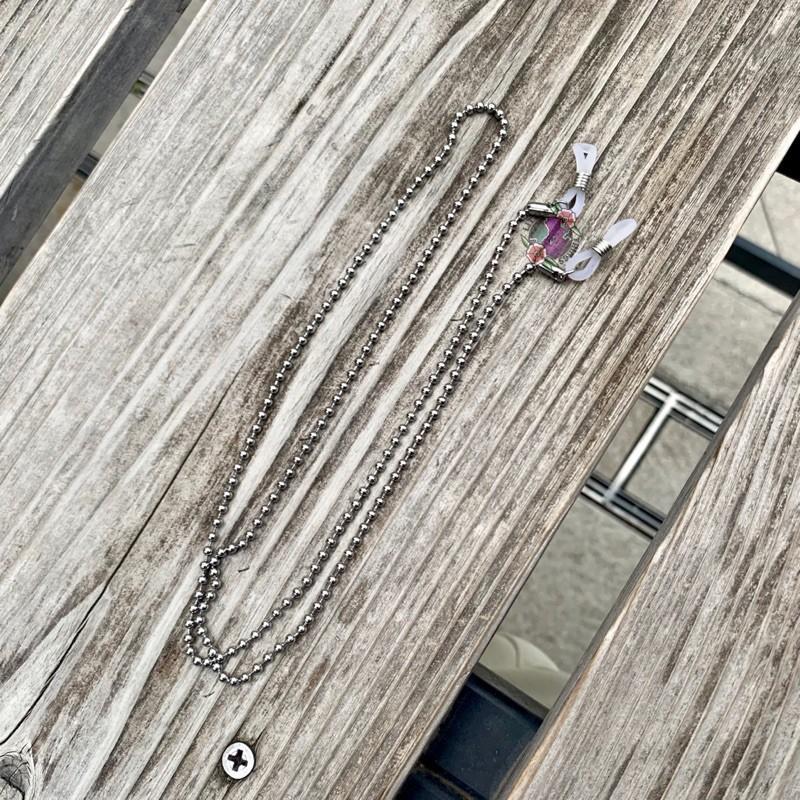 現貨 實拍 鈦鋼串珠眼鏡鍊 鈦鋼 眼鏡繩 耳機防丟鏈 珠鏈 眼鏡鏈-細節圖6