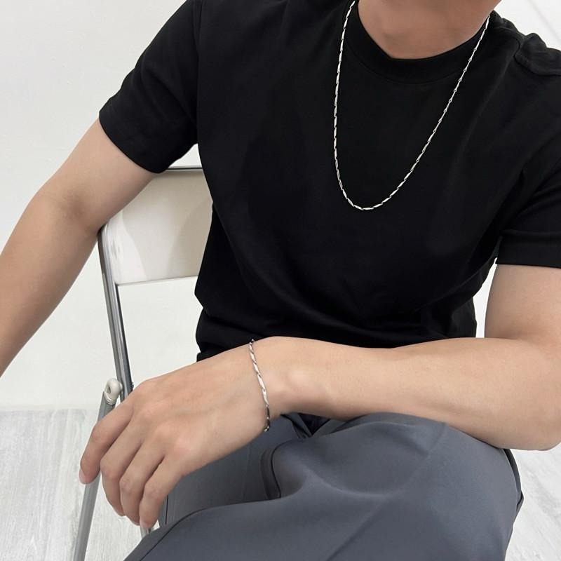 現貨 實拍 極細刀片感 手鍊 鈦鋼 男 手鏈 銀 SW040-細節圖6