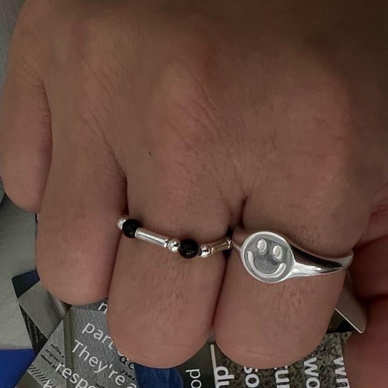 現貨 實拍 鋼印笑臉 戒指 微笑 男戒 通體純銀 s925-細節圖3