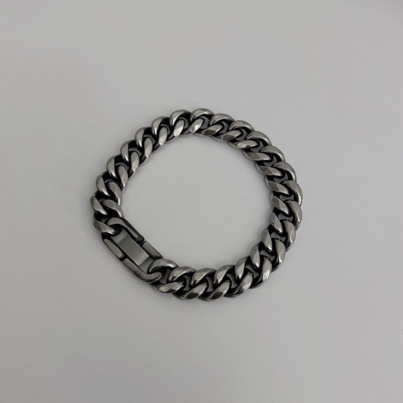 現貨 實拍 3size 古巴鍊 手鍊 古巴鍊 鈦鋼 質感 立體 男 微仿舊-細節圖2