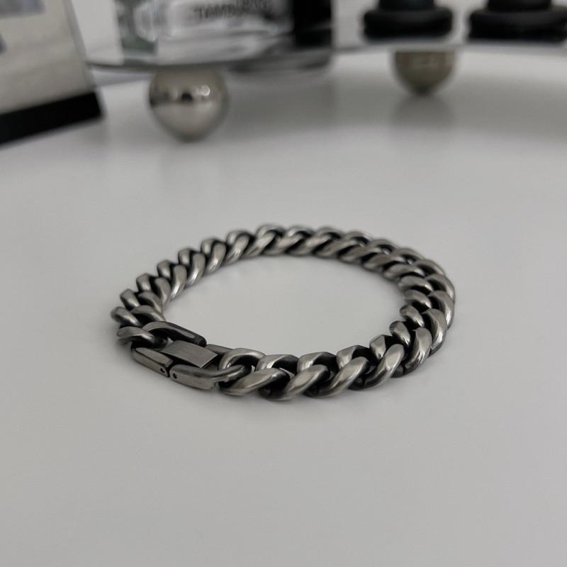 現貨 實拍 3size 古巴鍊 手鍊 古巴鍊 鈦鋼 質感 立體 男 微仿舊-細節圖3