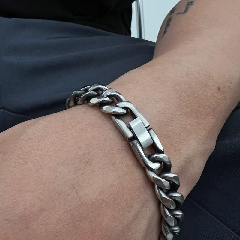 現貨 實拍 3size 古巴鍊 手鍊 古巴鍊 鈦鋼 質感 立體 男 微仿舊-細節圖6