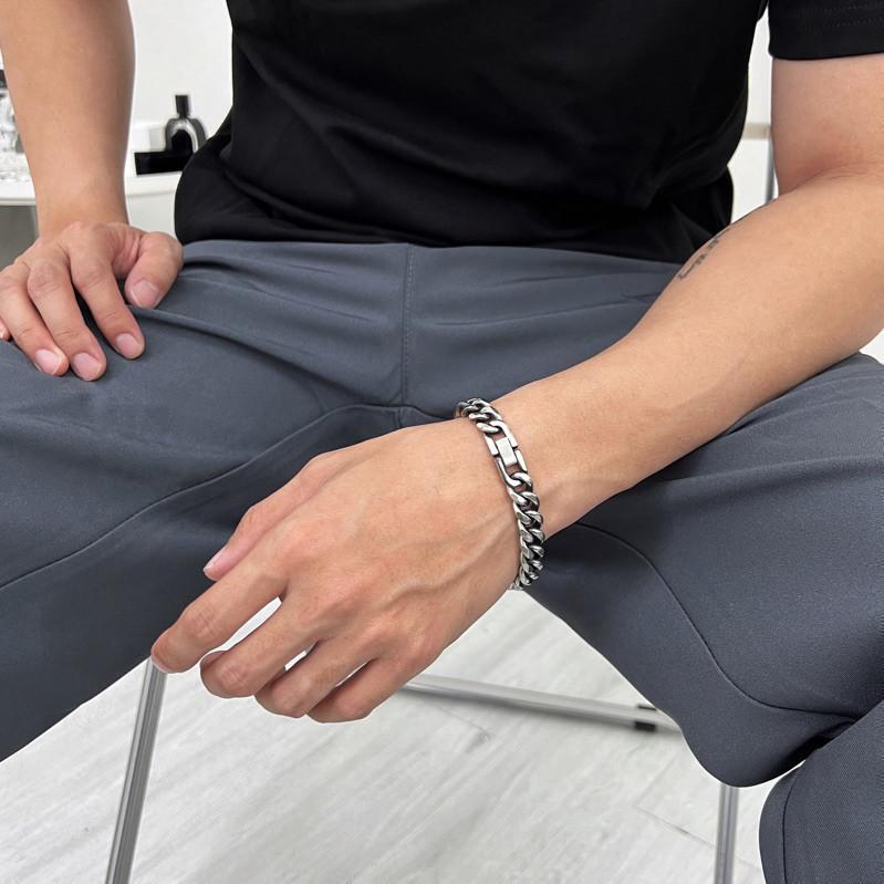 現貨 實拍 3size 古巴鍊 手鍊 古巴鍊 鈦鋼 質感 立體 男 微仿舊-細節圖7