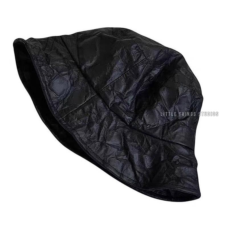 現貨 皺褶漁夫帽 漁夫帽 皮革 帽子 皺摺 個性 男 SC033-細節圖7