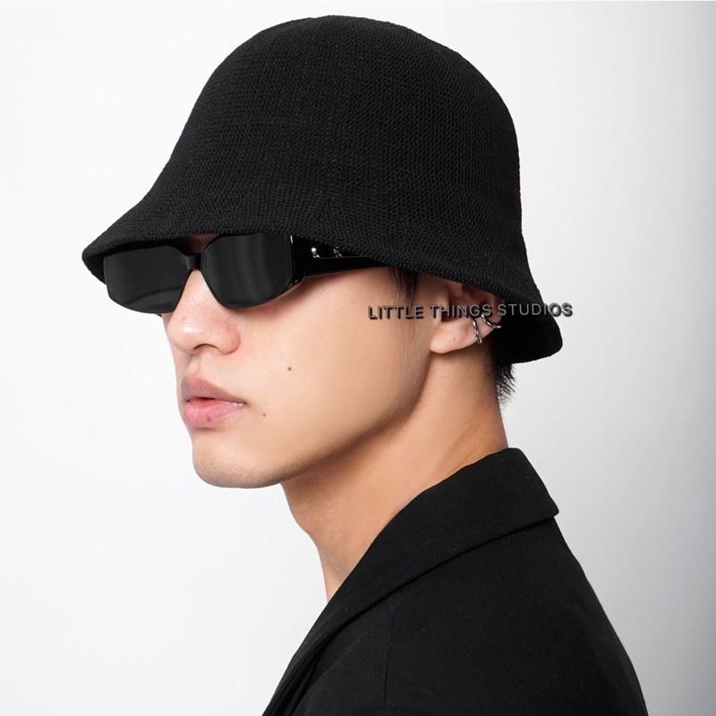 現貨 網眼鐘型帽 男生帽子 透氣 針織 網面 黑色 洞洞 漁夫帽-細節圖2