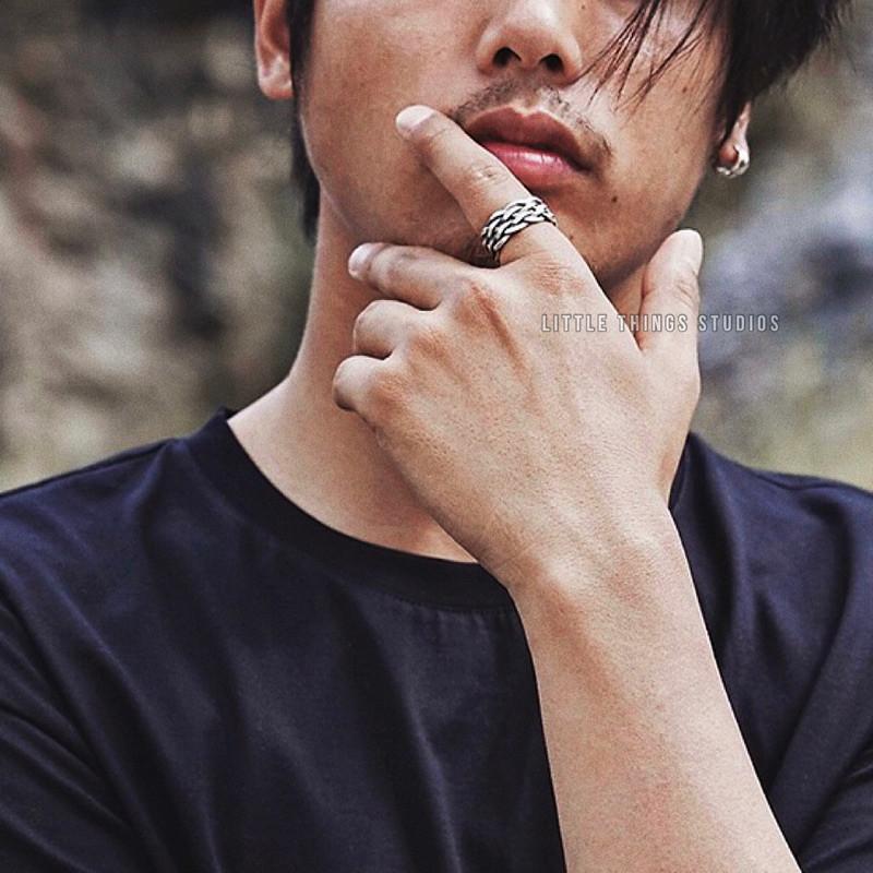 現貨 內文實拍 編織網格戒指 仿舊 寬戒 銀 S925-細節圖5