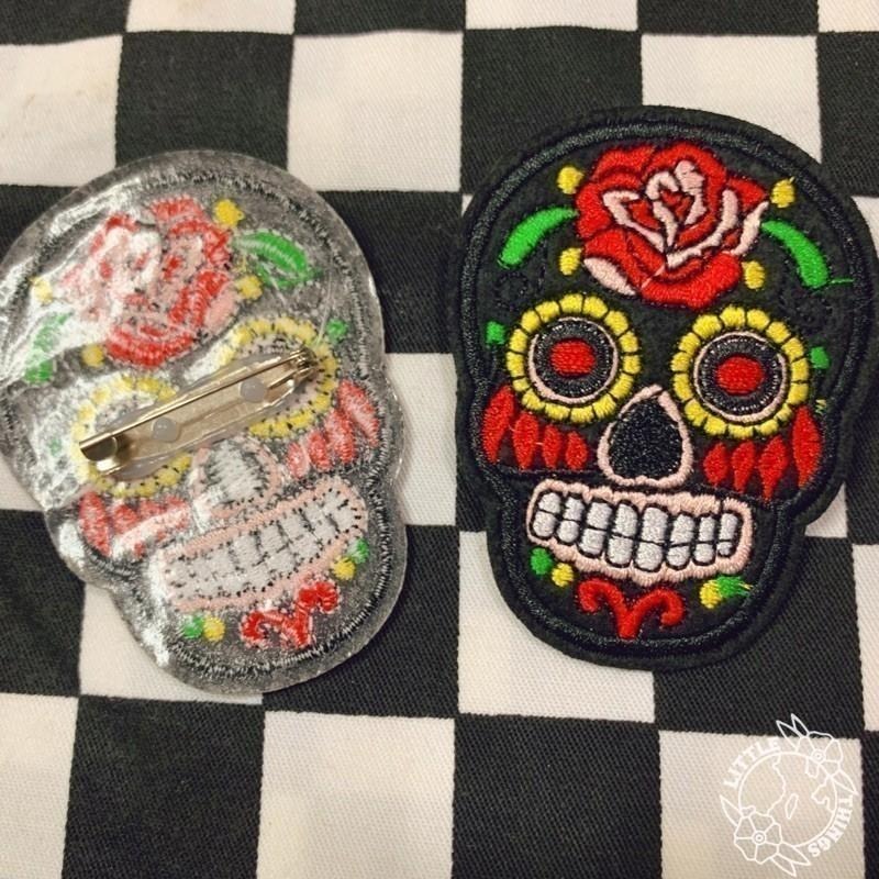 現貨 實拍 亡靈骷髏 徽章 胸章 布貼 別針 Mexico Catrina SBA016-細節圖3