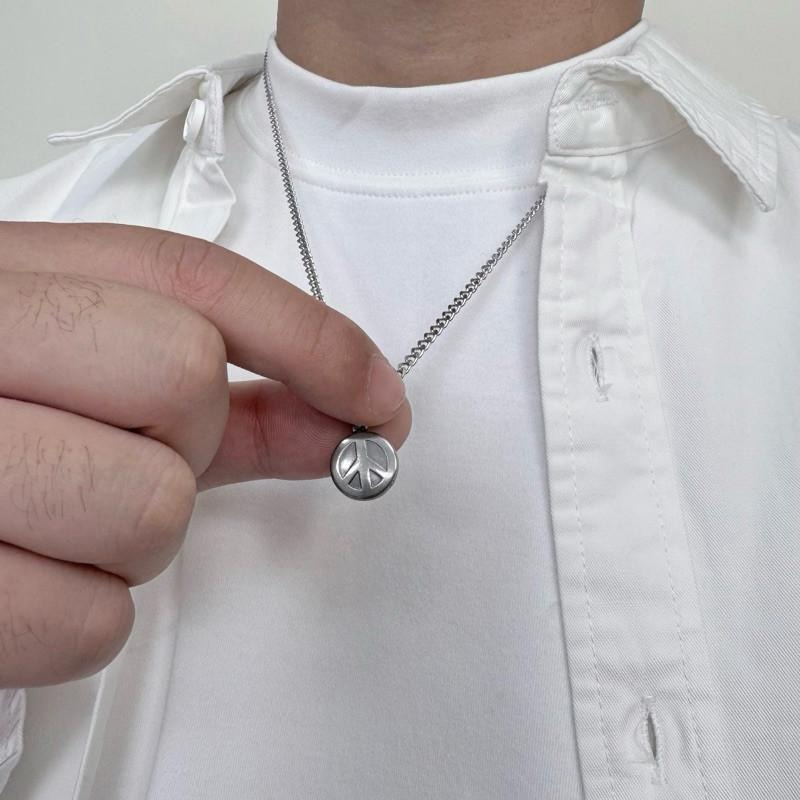 現貨 實拍 小和平 鈦鋼 項鍊 圓形 吊墜 男 迷你 鐵牌 SN163-細節圖3