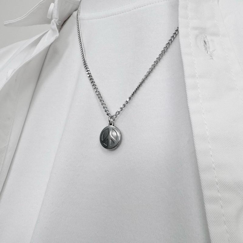 現貨 實拍 小和平 鈦鋼 項鍊 圓形 吊墜 男 迷你 鐵牌 SN163-細節圖4