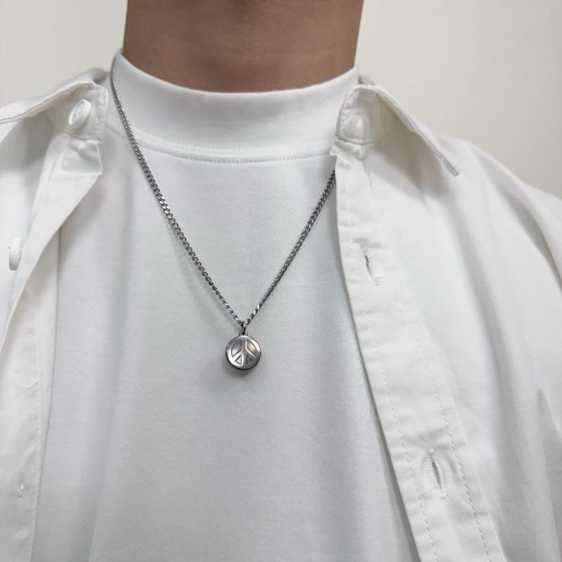 現貨 實拍 小和平 鈦鋼 項鍊 圓形 吊墜 男 迷你 鐵牌 SN163-細節圖5