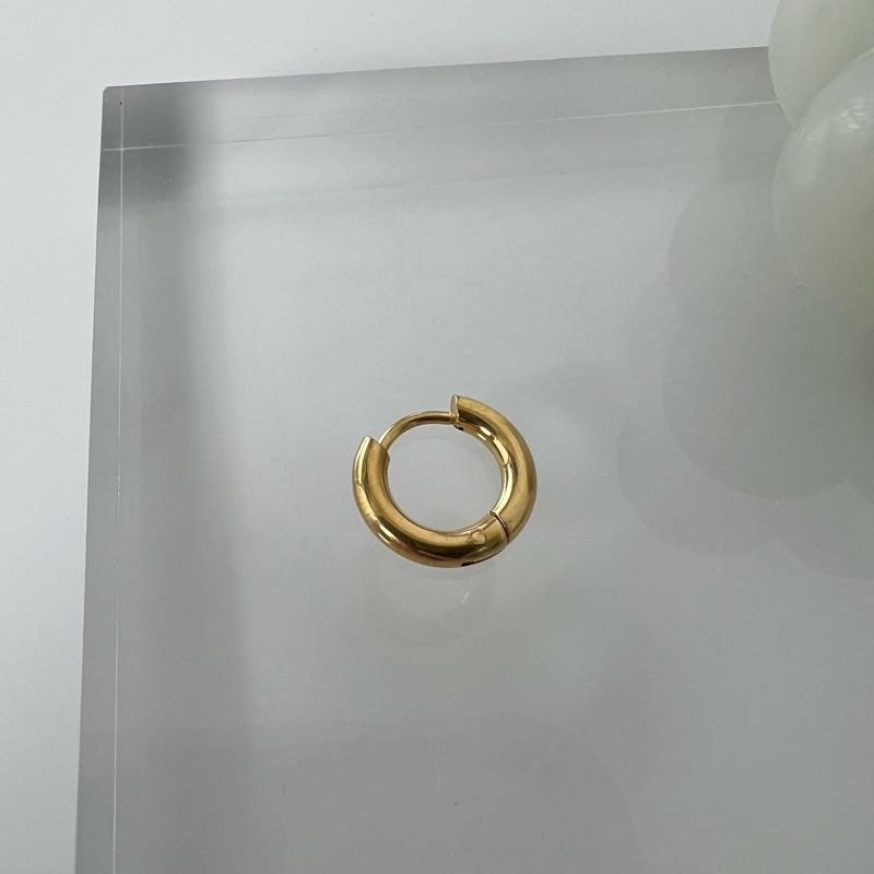 現貨 實拍 3色 超迷你系列 圓圈耳環 鈦鋼耳環 圈圈耳環 小粗圈 迷你 百搭耳圈 耳圈 金 銀 黑 男 SE054-細節圖6