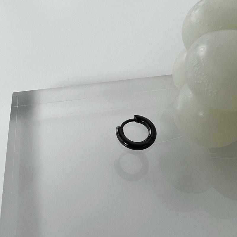 現貨 實拍 3色 超迷你系列 圓圈耳環 鈦鋼耳環 圈圈耳環 小粗圈 迷你 百搭耳圈 耳圈 金 銀 黑 男 SE054-細節圖8