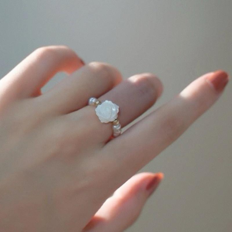 現貨 實拍 天然珍珠戒指 淡水珍珠 戒指 珍珠 彈力戒-細節圖2