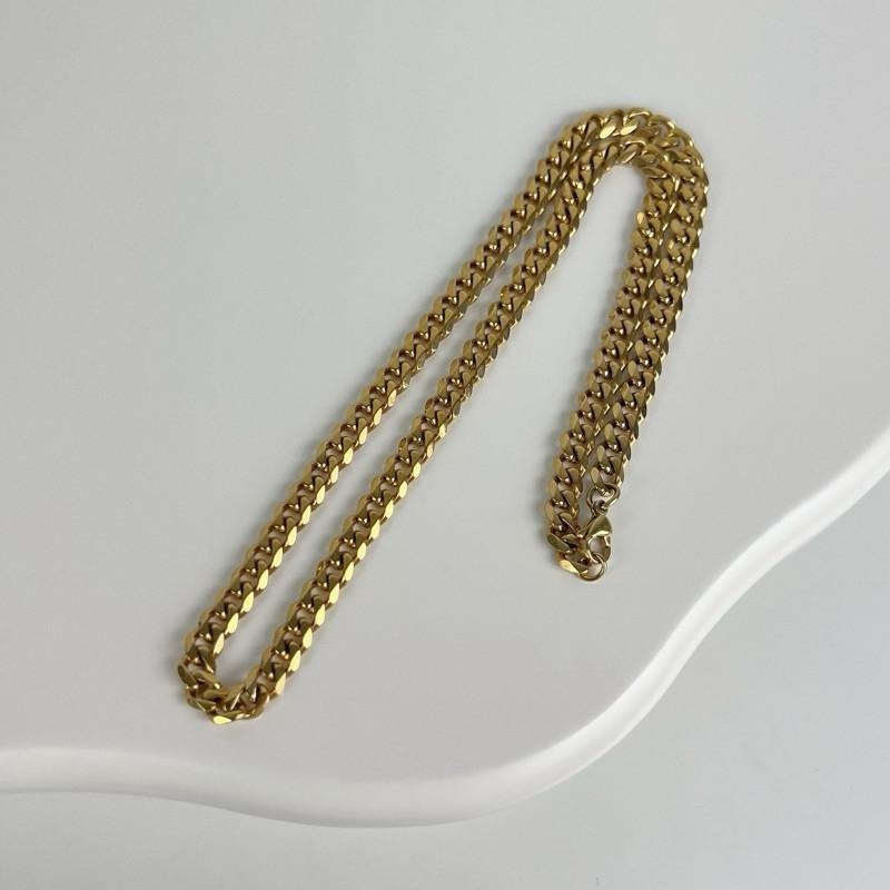 現貨 實拍 金色 7mm六面磨古巴鏈 鈦鋼 粗鍊 男生項鍊 金色 SN134-細節圖4