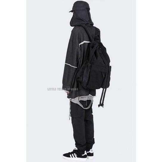 現貨 韓國品牌設計 大容量 水桶包 拳擊包 後背包 束口 筒包-細節圖5