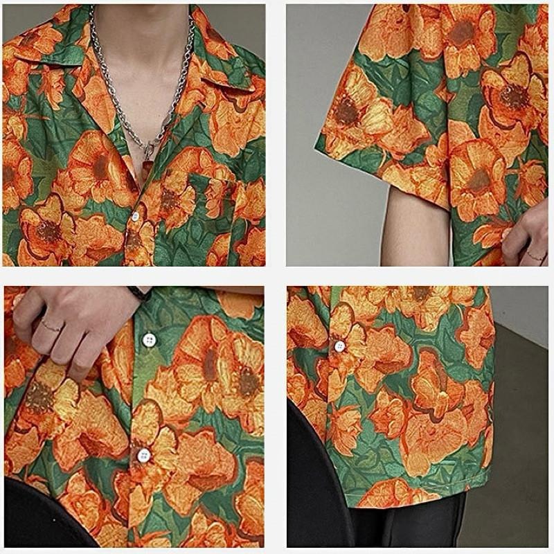 現貨 木槿花透涼襯衫 男生 衣服 短袖 襯衫 花襯衫 短襯衫 ST007-細節圖3