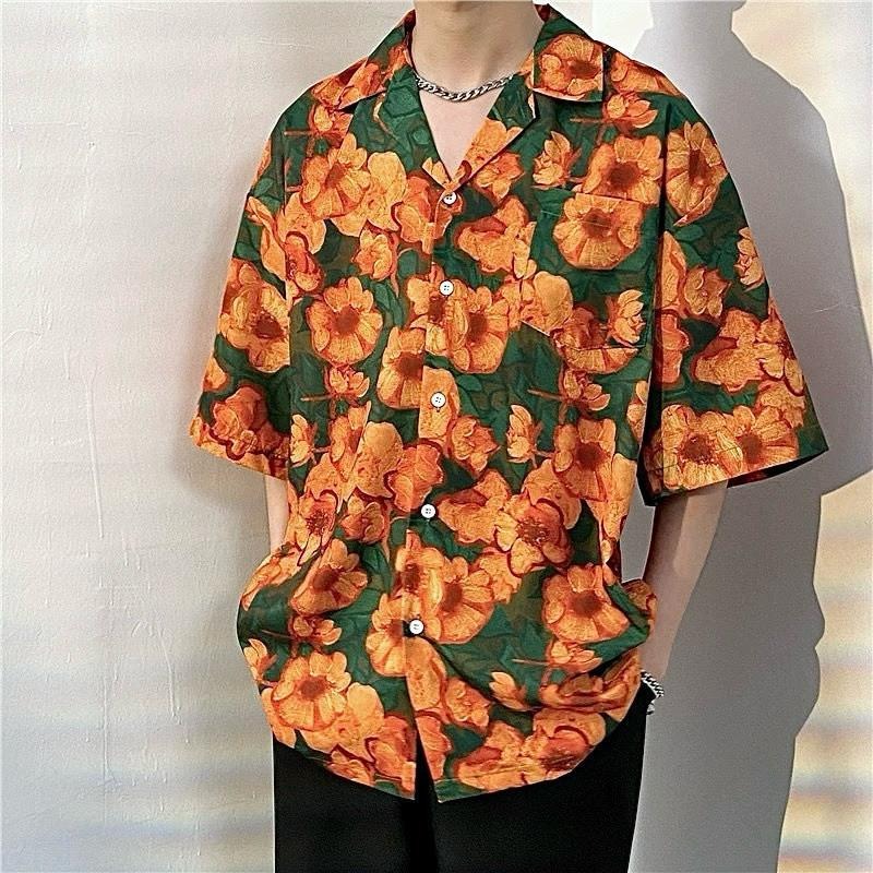 現貨 木槿花透涼襯衫 男生 衣服 短袖 襯衫 花襯衫 短襯衫 ST007-細節圖5