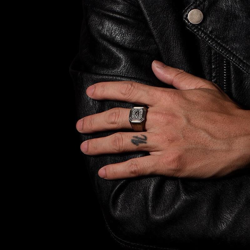 現貨 惡魔之眼 開口戒指 男戒 復古戒指 個性戒指 戒指 惡魔之眼 眼睛 放舊 厚實戒指 SR008-細節圖4