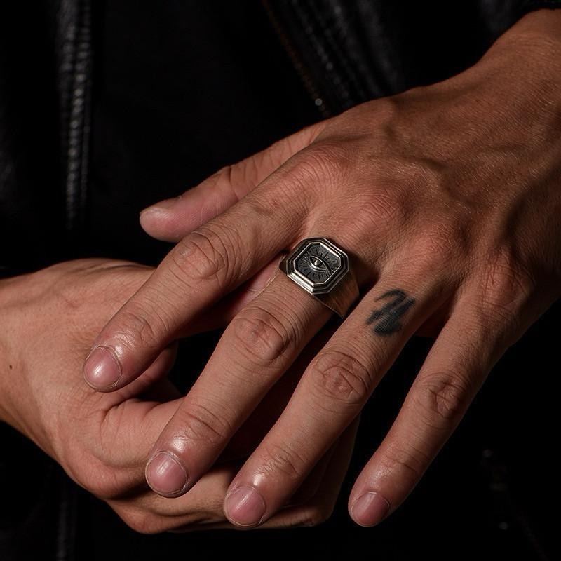 現貨 惡魔之眼 開口戒指 男戒 復古戒指 個性戒指 戒指 惡魔之眼 眼睛 放舊 厚實戒指 SR008-細節圖5