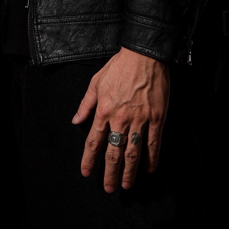 現貨 惡魔之眼 開口戒指 男戒 復古戒指 個性戒指 戒指 惡魔之眼 眼睛 放舊 厚實戒指 SR008-細節圖6