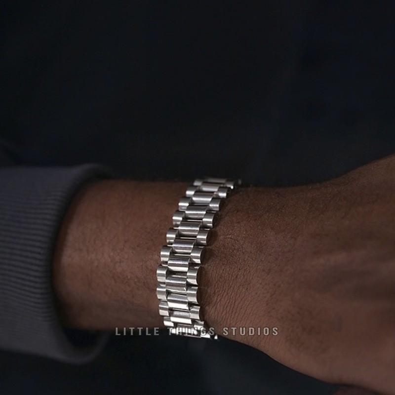 現貨 銀 鈦鋼錶帶手鏈 錶鏈 銀色 手環 抗生鏽 錶帶 手鏈 手鍊-細節圖2