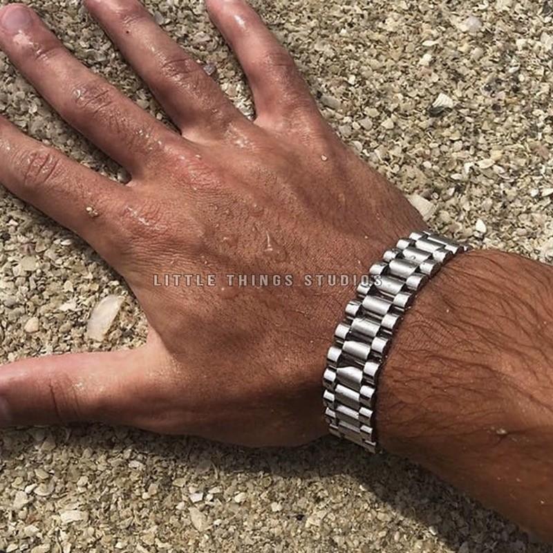 現貨 銀 鈦鋼錶帶手鏈 錶鏈 銀色 手環 抗生鏽 錶帶 手鏈 手鍊-細節圖7