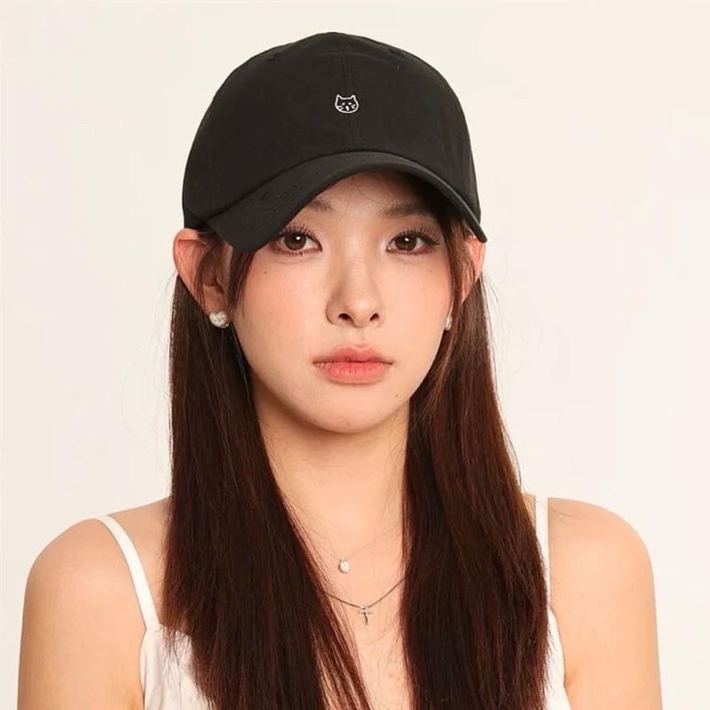 現貨 小貓咪刺繡帽子 棒球帽 軟頂帽子 中性帽子 女生帽子 可愛帽子 粉色 韓系帽子 簡約帽子 百搭帽子 SC054-細節圖3