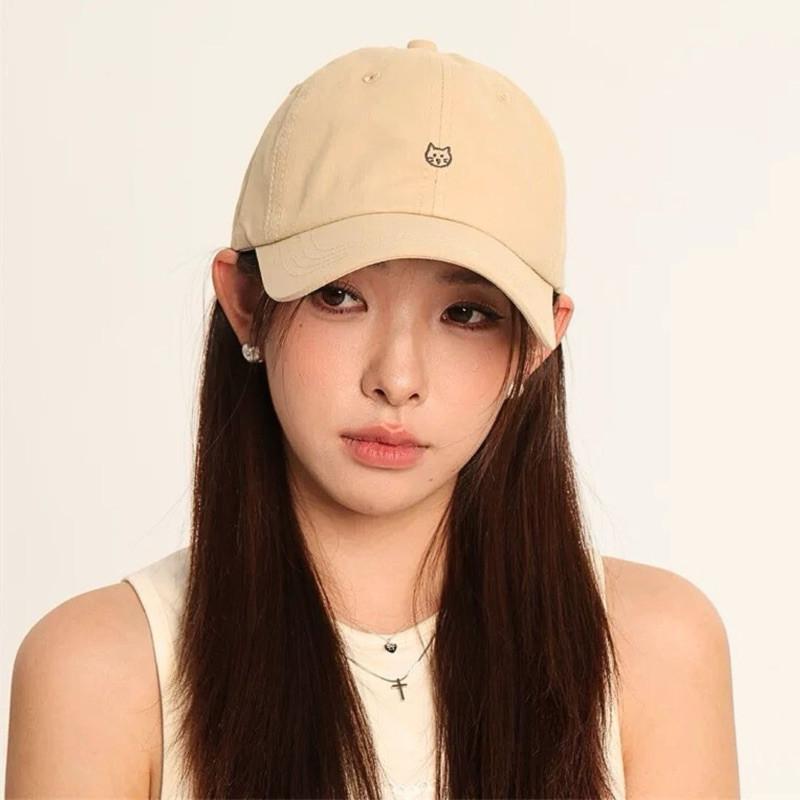 現貨 小貓咪刺繡帽子 棒球帽 軟頂帽子 中性帽子 女生帽子 可愛帽子 粉色 韓系帽子 簡約帽子 百搭帽子 SC054-細節圖5