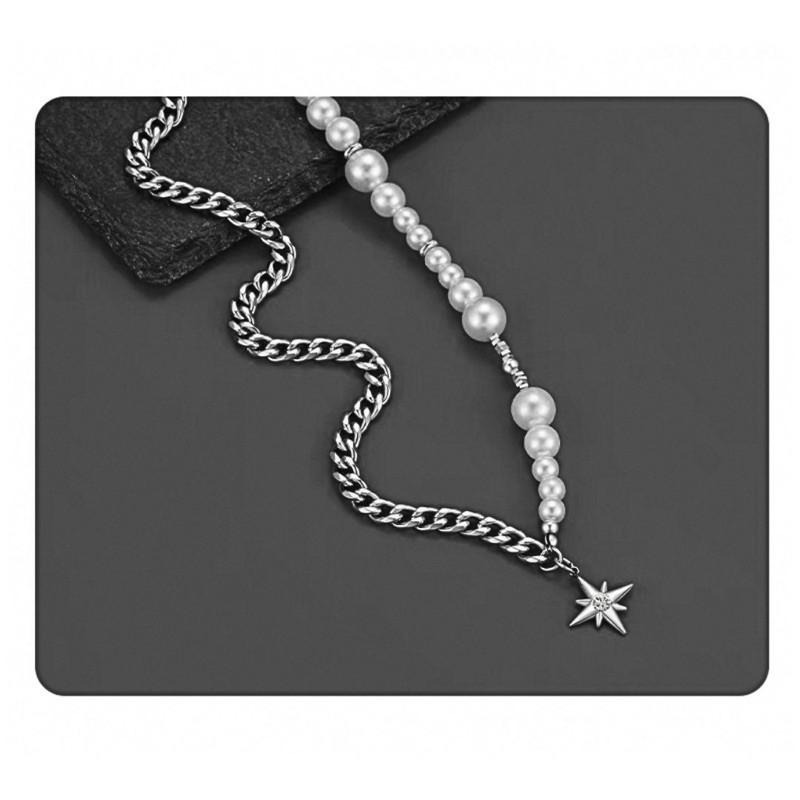 現貨 八芒星拼接項鍊 古巴項鍊 鈦鋼項鍊 珍珠項鍊 男生項鍊 醫療鋼項鍊 潮流 百搭 平價飾品 不鏽鋼 SN044-細節圖8