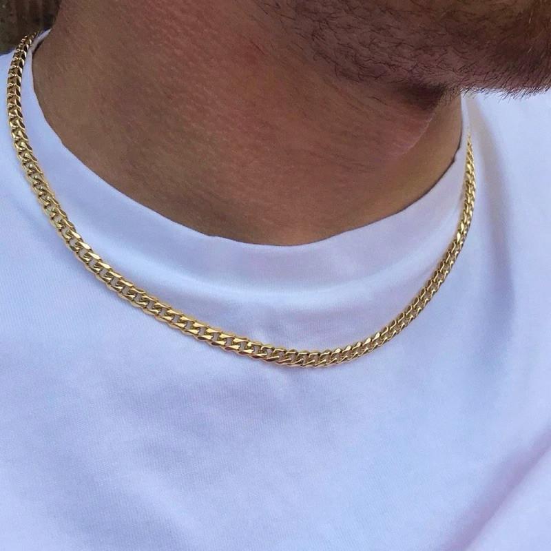 現貨 混著疊搭 古巴項鍊 & 珍珠項鍊 鈦鋼項鍊 金項鍊 細鏈 18K細項鍊 古巴鍊 男生項鍊 不銹鋼 饒舌項鍊-細節圖2