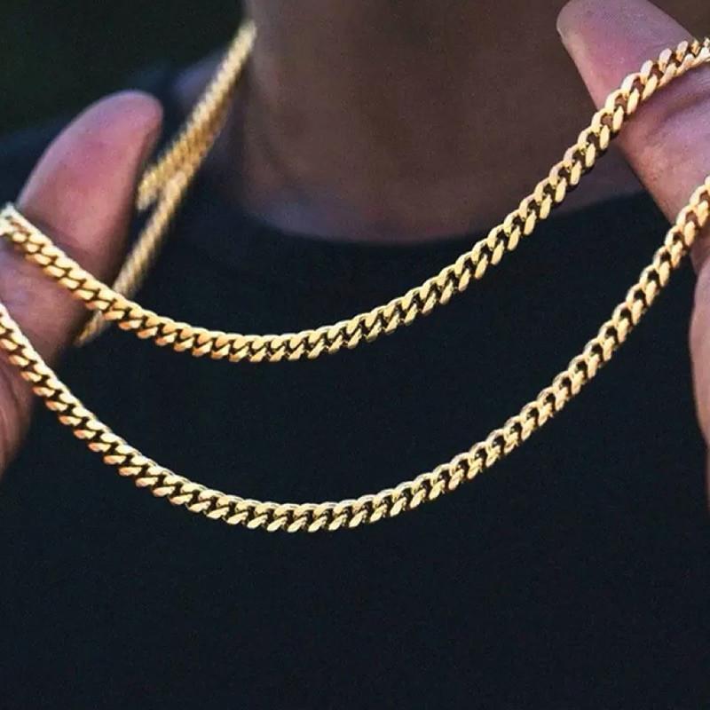 現貨 混著疊搭 古巴項鍊 & 珍珠項鍊 鈦鋼項鍊 金項鍊 細鏈 18K細項鍊 古巴鍊 男生項鍊 不銹鋼 饒舌項鍊-細節圖4