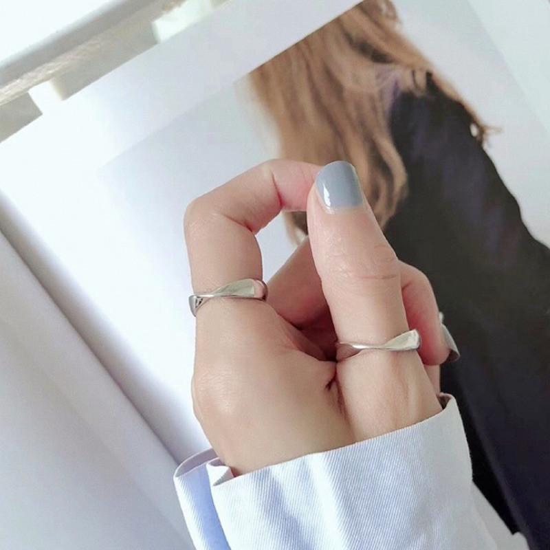 現貨 簡約扭結 開口戒指 簡約 藝術 莫比烏斯 銀戒 扭結戒指-細節圖2