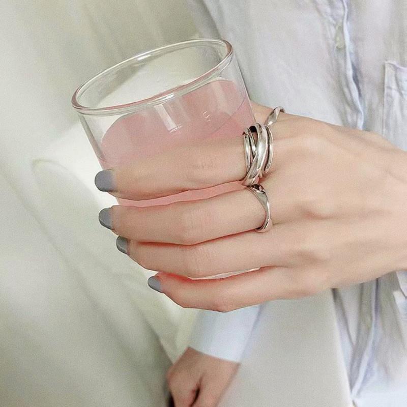 現貨 簡約扭結 開口戒指 簡約 藝術 莫比烏斯 銀戒 扭結戒指-細節圖3