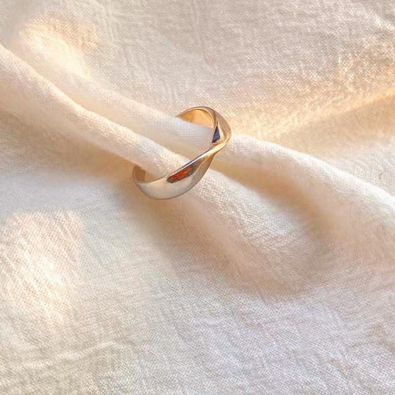 現貨 簡約扭結 開口戒指 簡約 藝術 莫比烏斯 銀戒 扭結戒指-細節圖5