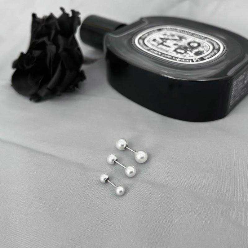 現貨 實拍 3size 雙頭珍珠耳釘 鎖珠 耳環 螺絲 男 GD 鈦鋼 耳骨釘-細節圖2