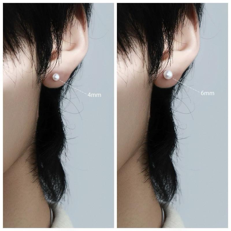 現貨 實拍 3size 雙頭珍珠耳釘 鎖珠 耳環 螺絲 男 GD 鈦鋼 耳骨釘-細節圖4