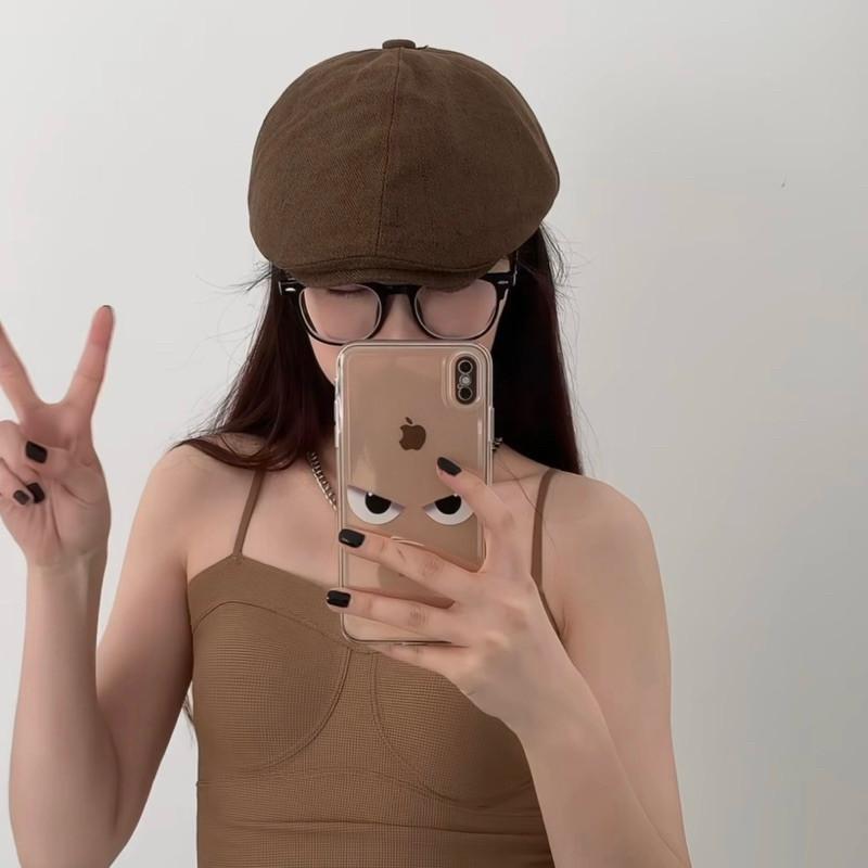 現貨 4色 修修臉 前進帽 復古帽子 男生帽子 夏天帽子 麻棉 畫家帽 報童帽 網紅款ins 明星款 時尚 帽子 小臉帽-細節圖6