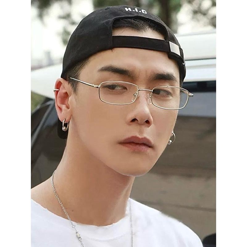 現貨 實拍3色  歐美復古長方框鏡框 造型鏡框 造型眼鏡無度數 潮流 嘻哈 個性 男 女 ins 金絲眼鏡 SG016-細節圖5