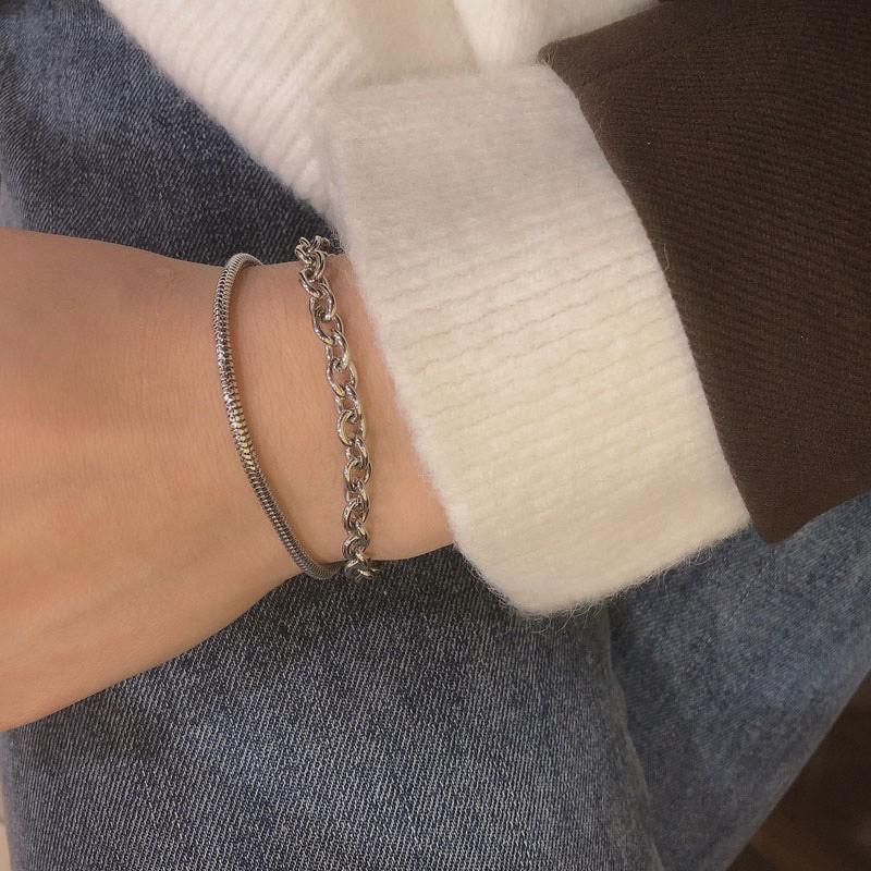 現貨 不褪色 鎖鍊 蛇骨 手鍊 造型 手鍊 簡約設計-細節圖3