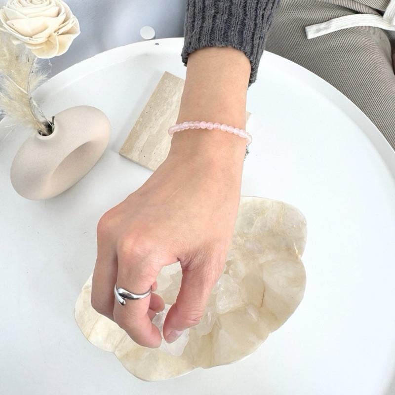 現貨實拍 粉晶手鏈 粉水晶 手串 手鍊 水晶手鏈 女生手鏈 禮物 可調鏈長  SW049-細節圖3