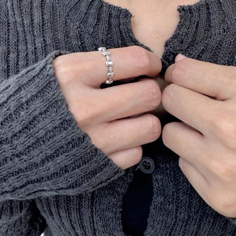 現貨 實拍 小橢圓復古戒指 純銀戒指 開口戒指 女生戒指 復古戒指 銀戒 S925-細節圖3